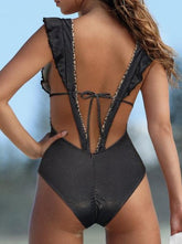 Backless Ruffled Strappy One-Piece Swimsuit